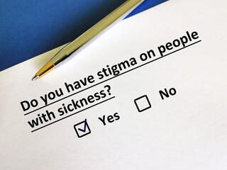 Obraz premium Questionnaire about stigma