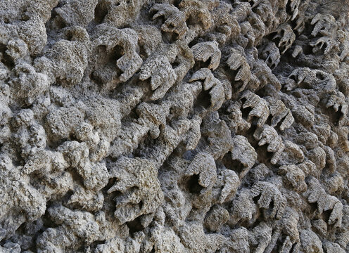 Section of the wall made of artificial stalactites
