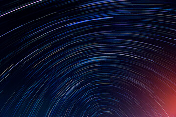 Abstract blur of Light trals star orbit on sky for background