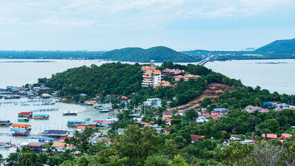 Fisherman Village. Pak Nam Chumphon. View from Khao (Hill) Matsee Viewpoint in Chumphon province.