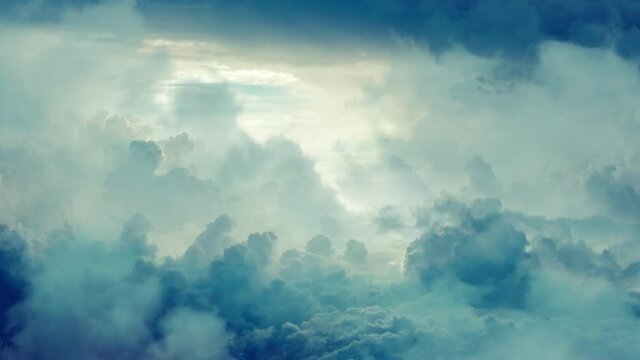 Flying Up Through the Clouds on an Epic Sky Background
