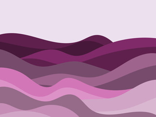 Wavy landscape in a minimalistic style. Landscape with hills. Boho decor for prints, posters and interior design. Mid Century modern decor. Trend style. Vector illustration