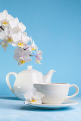 Obraz na płótnie Canvas Spring tea with orchid.