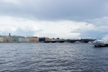 Naklejka premium Neva, English Embankment, Annunciation bridge, St. Petersburg