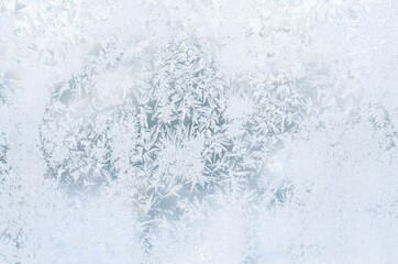 Light blue frost background, winter texture close-up