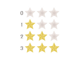 やさしい色の水彩風ランクスターセット。0から3までの星