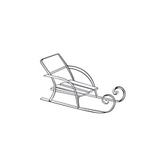 A retro sledge vector outline illustration isolated on white background. Designed for prints, coloring page for adults and kids.