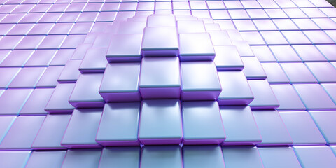 Fototapeta premium violet metal surface abstract cubes wave 3d render illustration