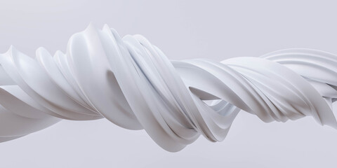 White 3d spiral screw geometric shape abstract digital 3d render illustration