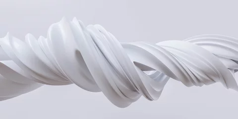 Foto auf Acrylglas Antireflex White 3d spiral screw geometric shape abstract digital 3d render illustration © eliahinsomnia