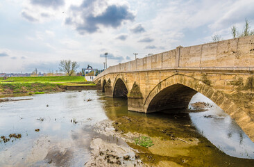 Fototapeta premium Sarachane Bridge view in Sarayici Arena of Edirne City.