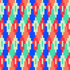 Seamless background of different color rectangles, carpet pattern, patchwork