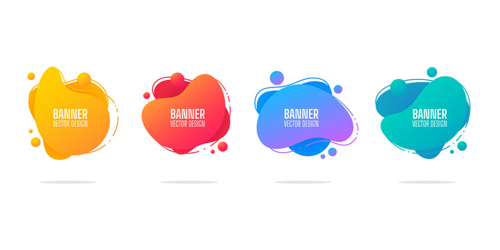 Set of banners graphic elements flowing liquid shapes and modern abstract geometric lines.