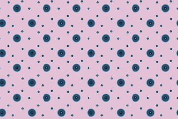 Pink seamless background with blueberries, circles and stars