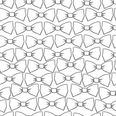 Seamless pattern with black and white bows on a white background. Stock vector illustration.Scandinavian style.