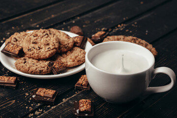 Cookies and chocolate with milk