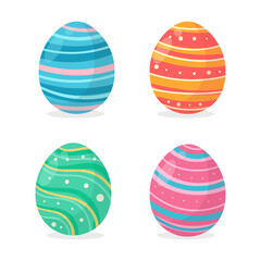 Eggs painted in various colorful patterns For decorating the cards given to the children at Easter.