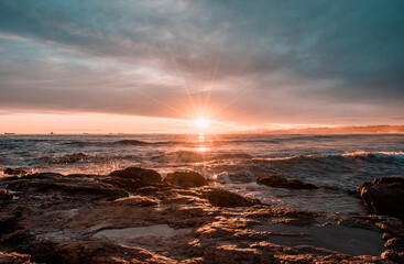 Sunset on the beach in Europe Long exposure 3