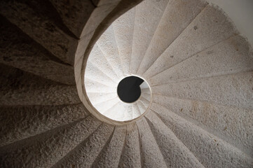 spiral stairs seen from the bottom