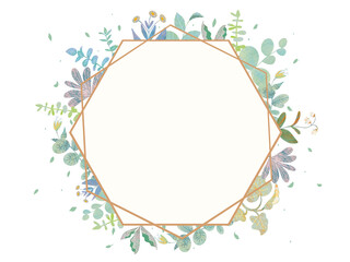 春の花と葉っぱのオシャレなフレームイラスト素材 Art Wall Mural A Melchi