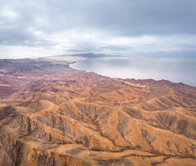 Naklejka premium Fuerteventura Mountains and Coastline Aerial View