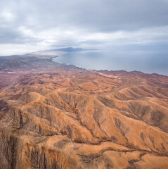 Fuerteventura Mountains and Coastline Aerial View