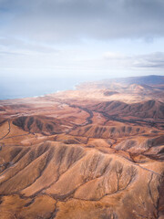 Fuerteventura Mountains and Coastline Aerial View