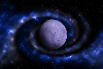 Blue dark night sky with many stars. Milky way on the space background.