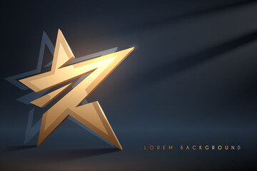 Golden star on dark background with light effect - 406980219