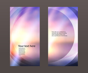 Advertising flyer party design elements. Purple background with elegant graphic blur bright light circles