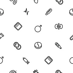Seamless Pattern Abstract Doodle Elements Hand Drawn Collection Medicine Vector Design Style Background Medic Syringe Tablet Heart Illustration Cartoon Icons