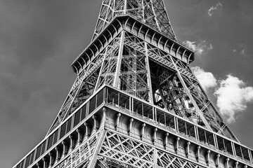 Close up detail of the Eiffel Tower in Paris, France