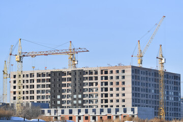 construction, crane, building, architecture, sky, build, site, house, industry, tower, development, business, structure, work, city, concrete, blue, new, buildings, urban, engineering, cranes, apartme