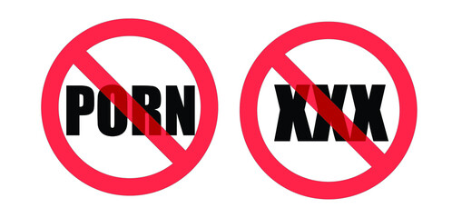 pornography ban symbol, ban porn icon vector illustration, eps 10