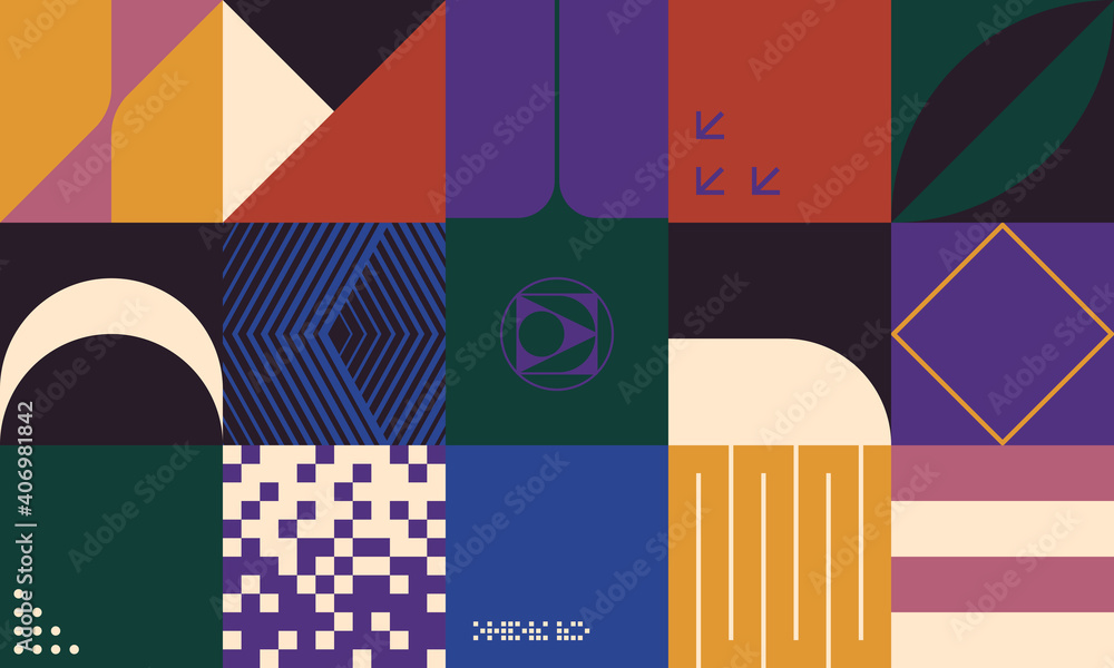 Poster digital graphics pattern design artwork with abstract geometric vector shapes