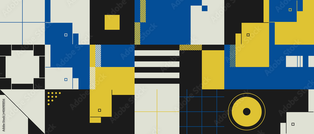 Poster hi-tech aesthetics of electronic abstract vector pattern graphics made with colorful geometric shape