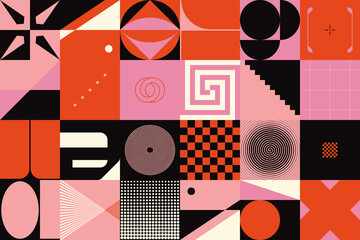 Neo Modernism Inspiried Artwork With Meta Design Geometric Pattern Composition