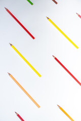 Studio close up photo of coloring pencils on white background