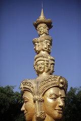 Fototapeta na wymiar Hainan Thai six piles of three surfaces of the six arm of gods