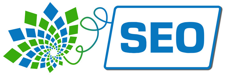 SEO - Search Engine Optimization Green Blue Squares Floral Box Line 