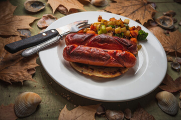 Still life- the bratwurst on the grill