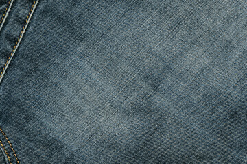 Denim abstract stitched background, blue jeans texture with copy space for text