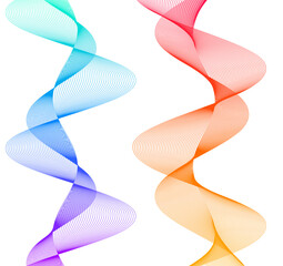 Design elements. Wave of many color lines. Abstract vertical wavy stripes on white background isolated. Creative line art