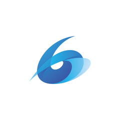 Abstract Letter G or Number Six Logo