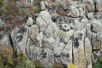 Aktovsky Canyon in Ukraine surrounded large stone boulders
