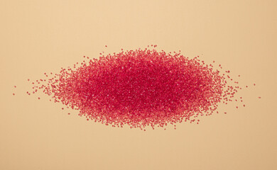 pink crystals shaping by gravity