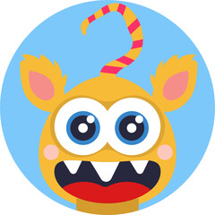 Funny colorful face of monster Icon. character for site, video, animation, website, infographic, messages, comics, newsletters.