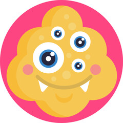 Funny colorful face of monster Icon. character for site, video, animation, website, infographic, messages, comics, newsletters.