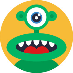 Funny colorful face of monster Icon. character for site, video, animation, website, infographic, messages, comics, newsletters.