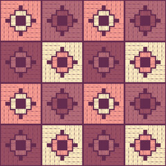 Navajo mosaic rug with traditional folk geometric pattern. Native American Indian blanket. Aztec elements. Seamless background. Vector illustration for web design or print.